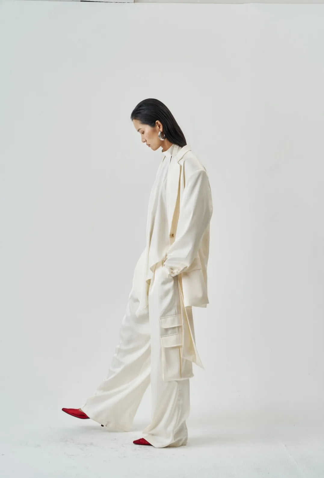 The Ivory Satin Blazer