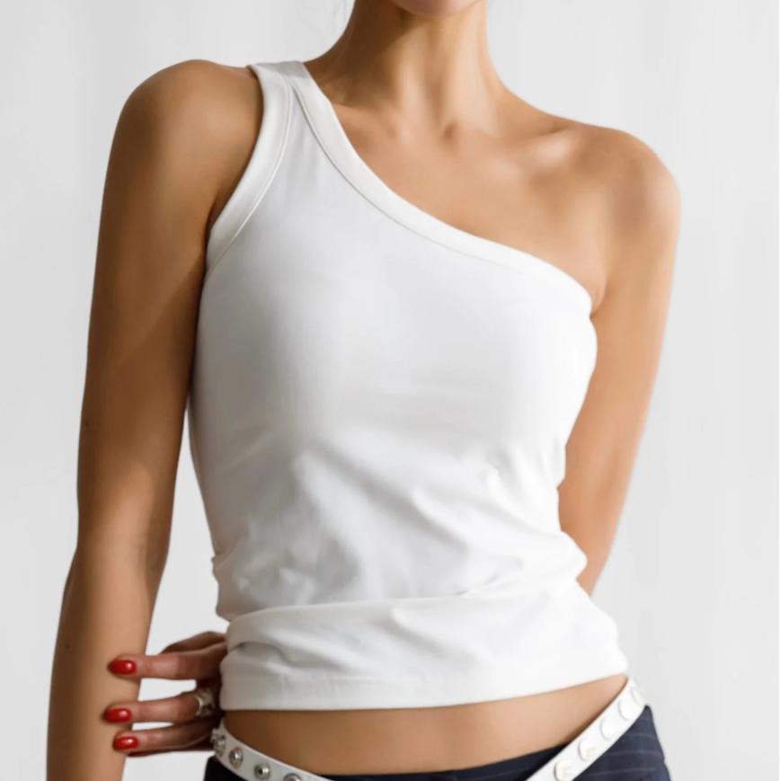 One Diagonal Line Shoulder Tank