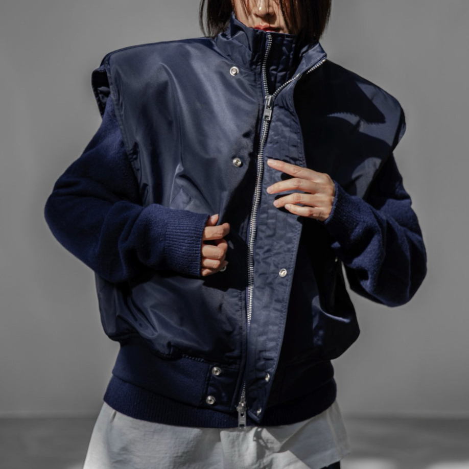 Oversized Padded Shoulder Bomber Vest