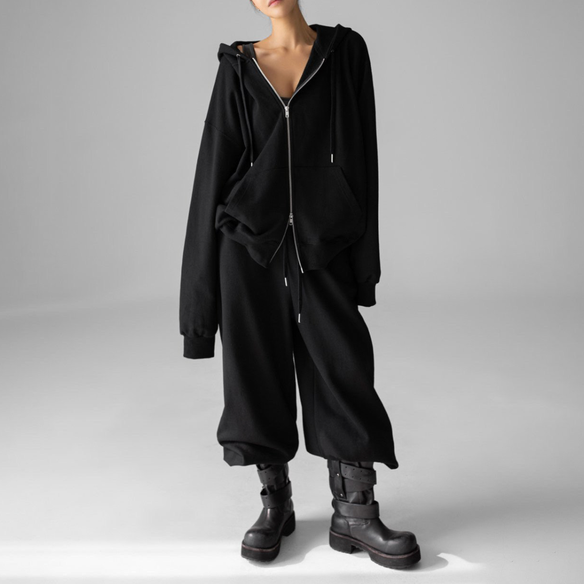 Sudadera con capucha y cremallera extragrande