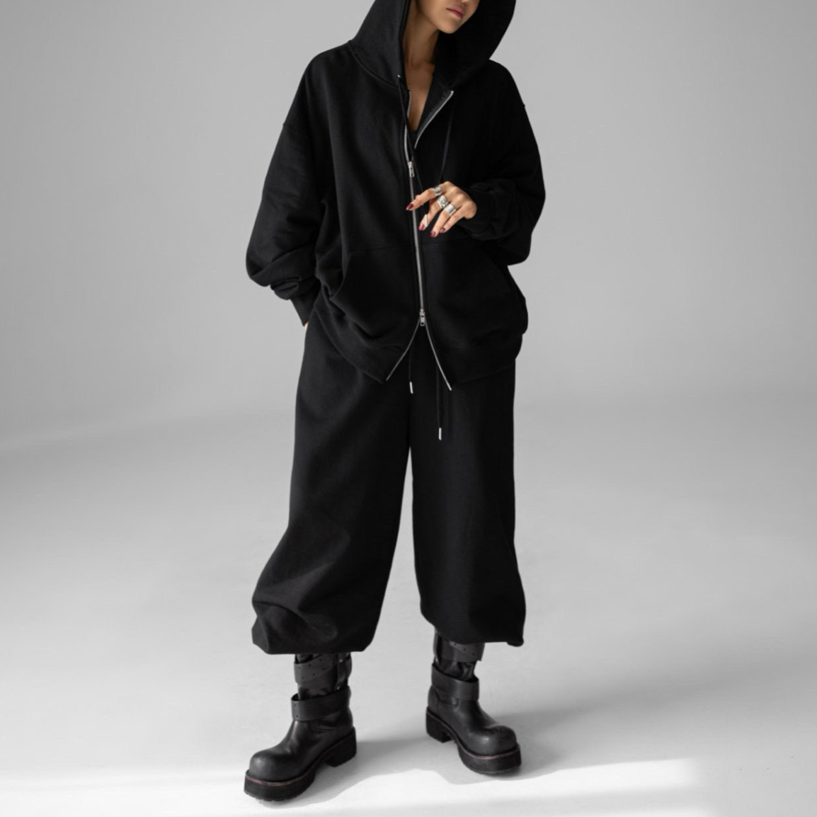 Sudadera con capucha y cremallera extragrande