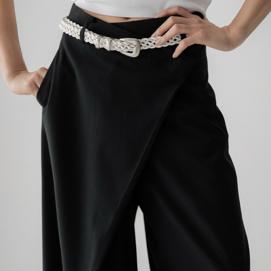 Asymmetry Pin Tuck Maxi Trouser