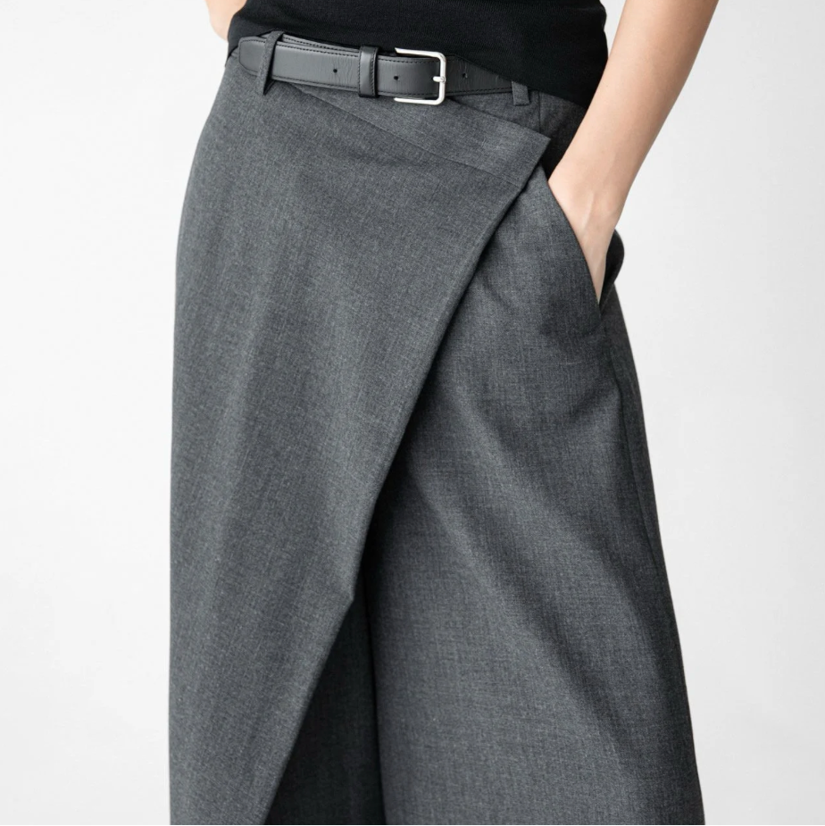 Asymmetry Pin Tuck Maxi Trouser