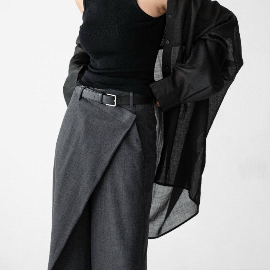 Asymmetry Pin Tuck Maxi Trouser