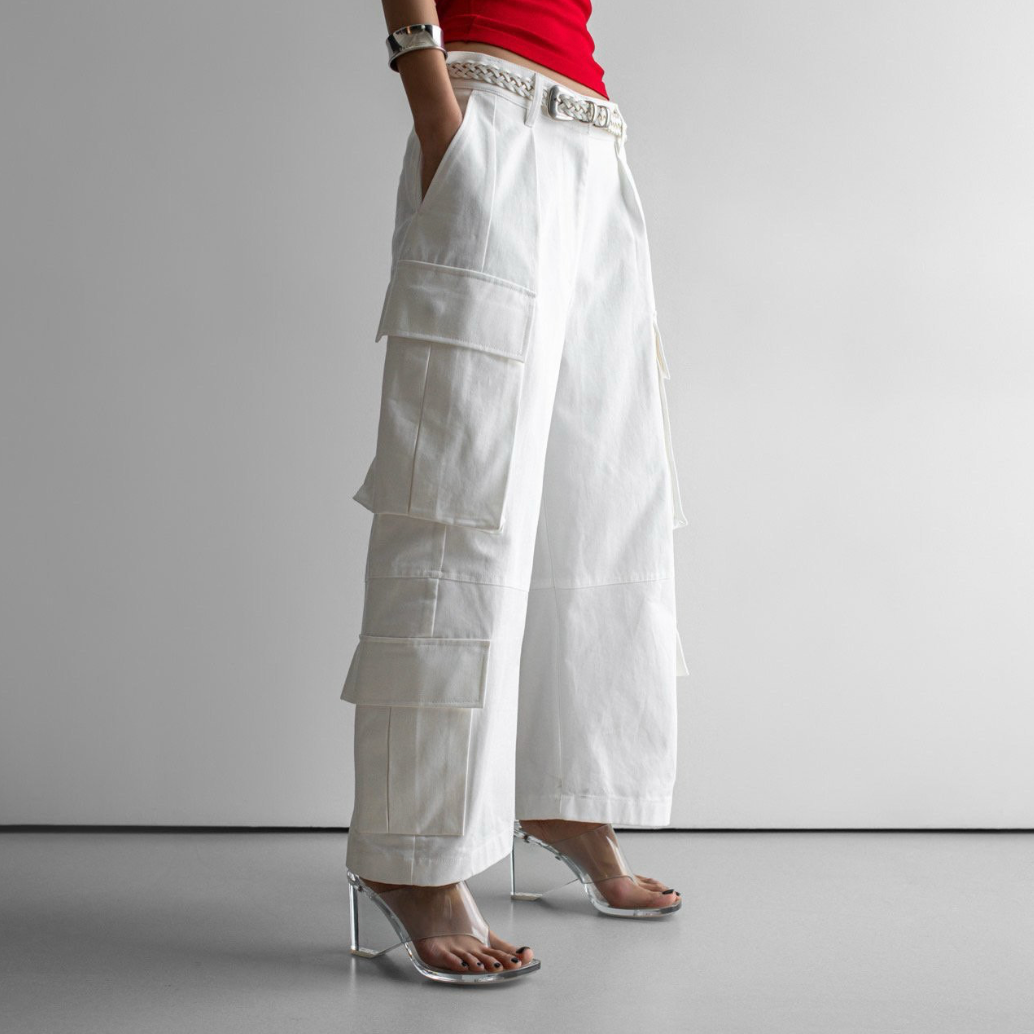 Double Cargo Pants - White - Preorder