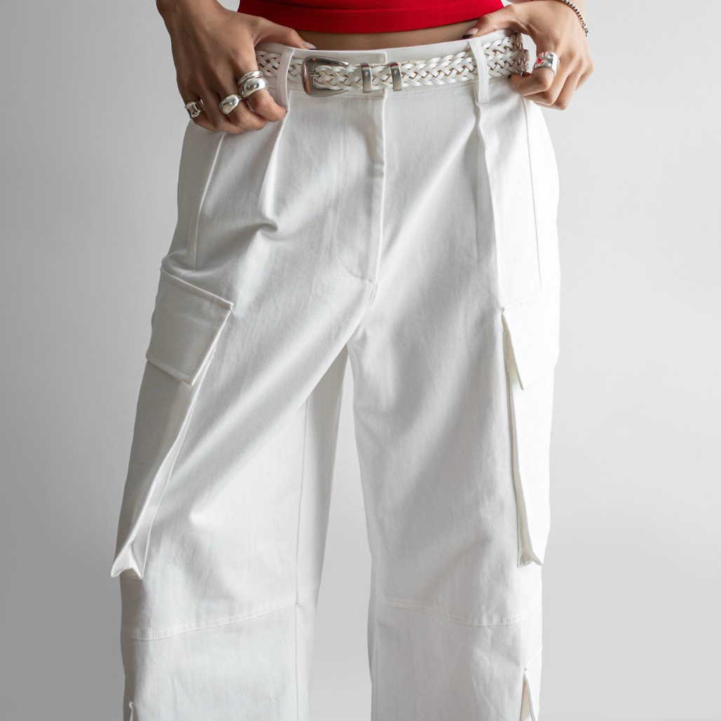 Double Cargo Pants - White - Preorder