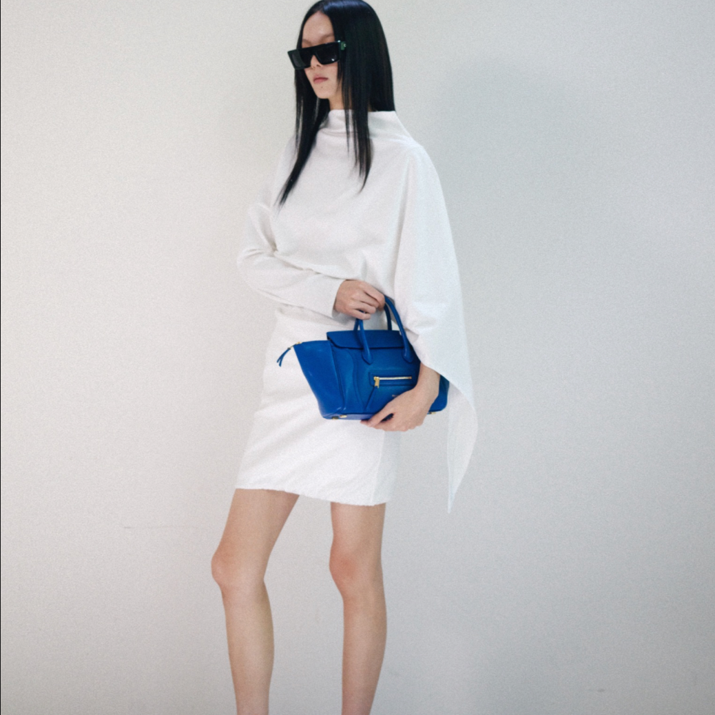 Asymmetric Draped Cotton Dress