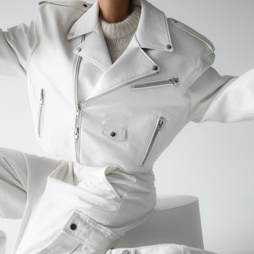Vegan Leather Cropped Biker Jacket