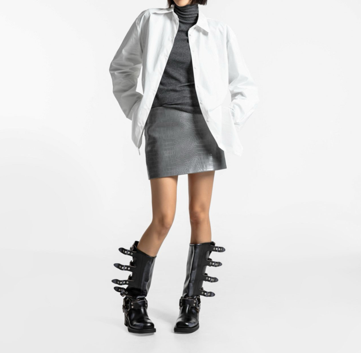 Crocodile Pattern Mini Skirt