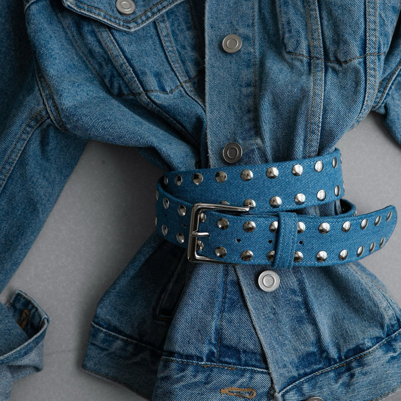 The Studded Belt in Denim