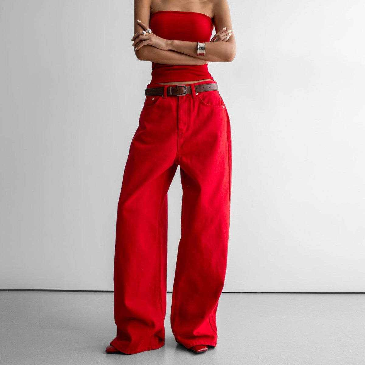 Statement Wide-Leg Denim Jeans