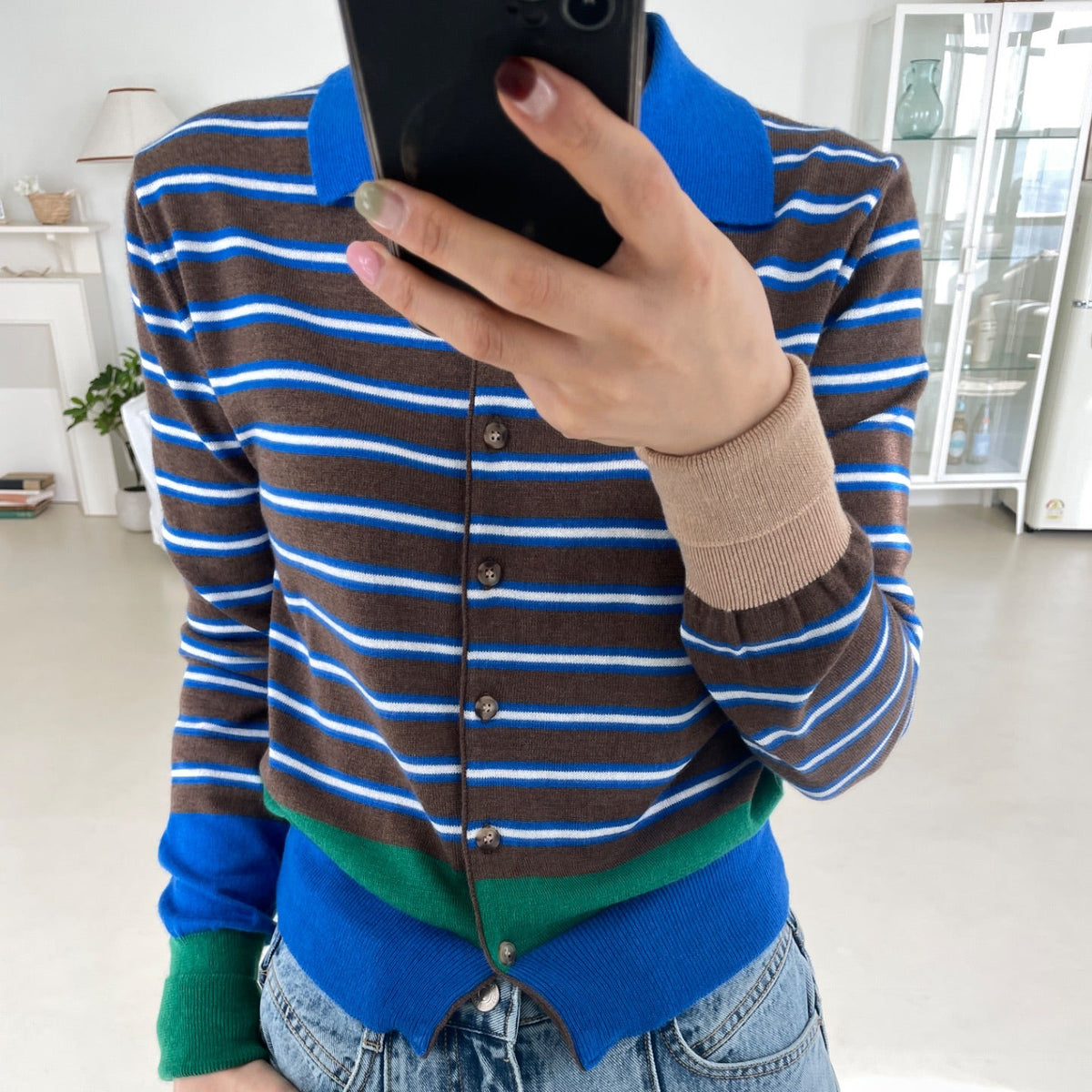 Striped Contrast Knit Cardigan