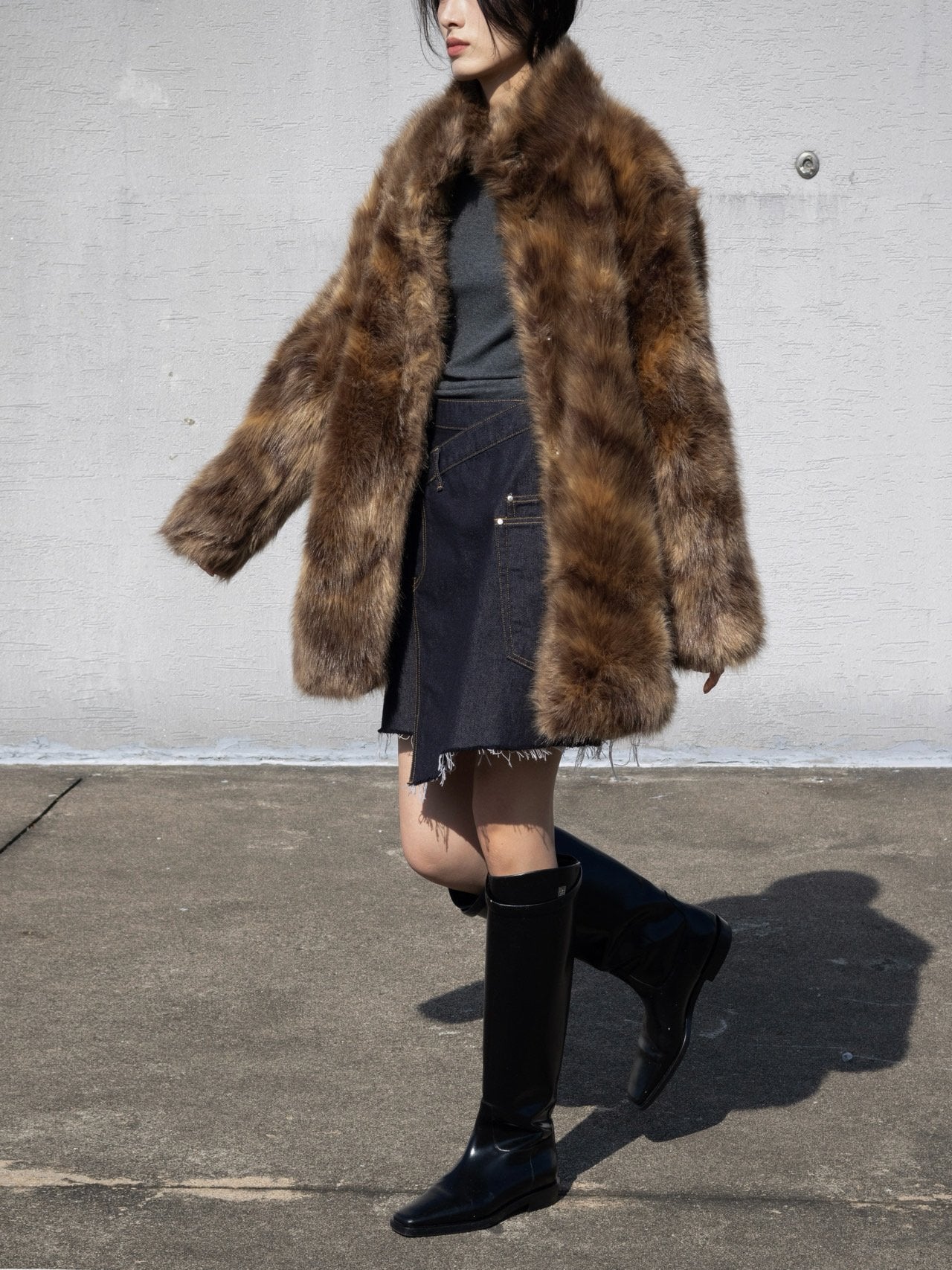 The Asymmetric Wrap Denim Skirt