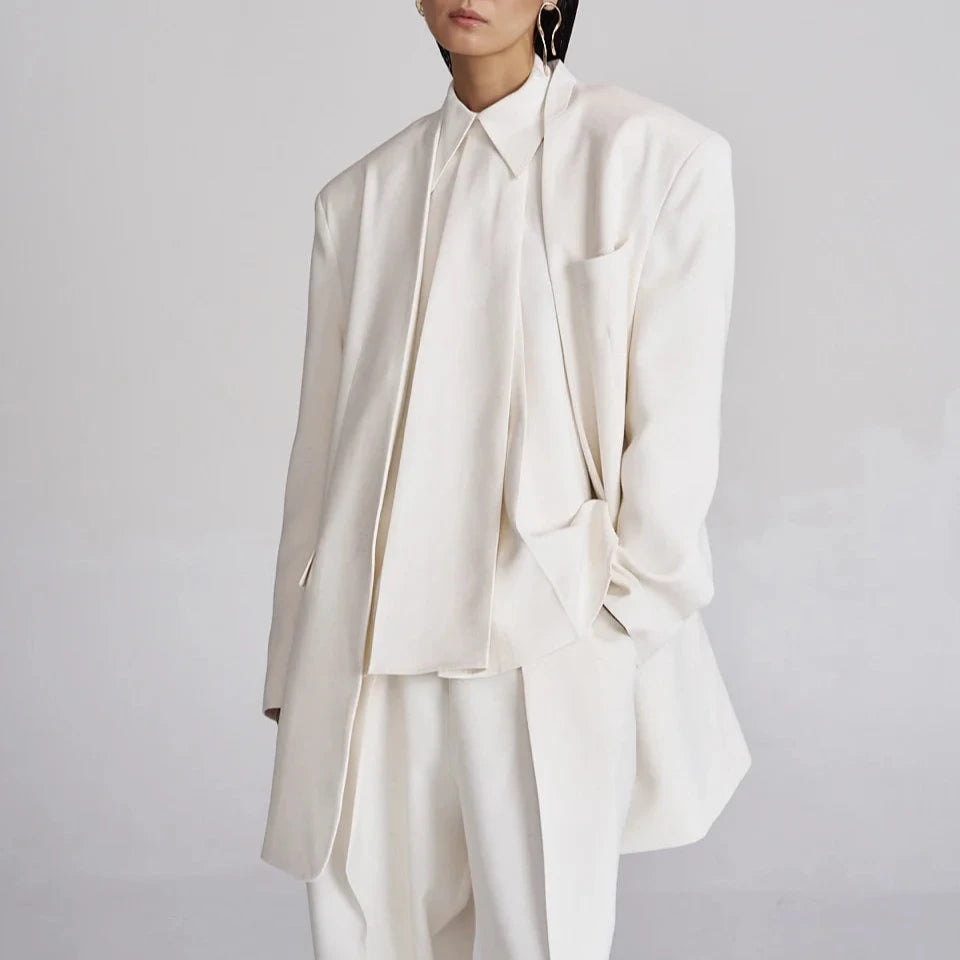 Long White Linen Coat