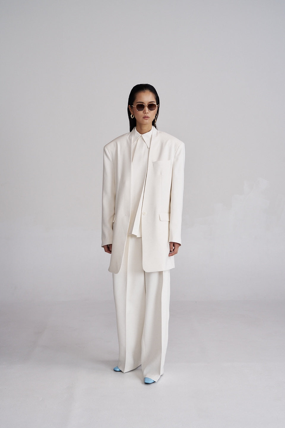 Long White Linen Coat