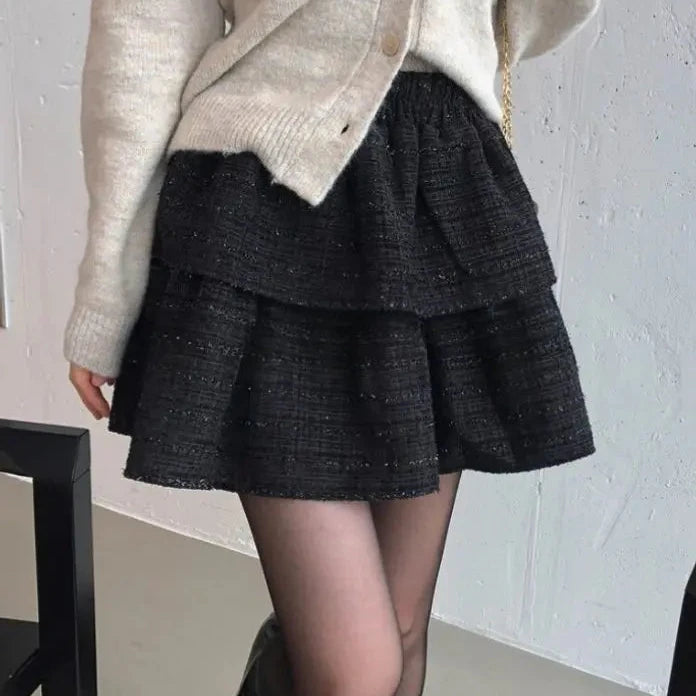 Pleated Tweed Skirt
