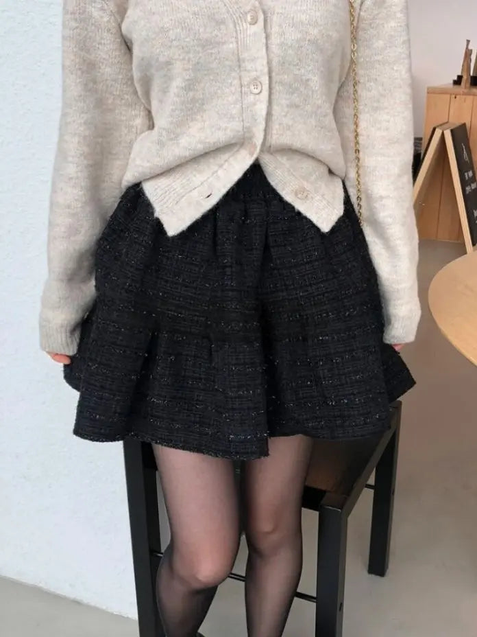 Pleated Tweed Skirt