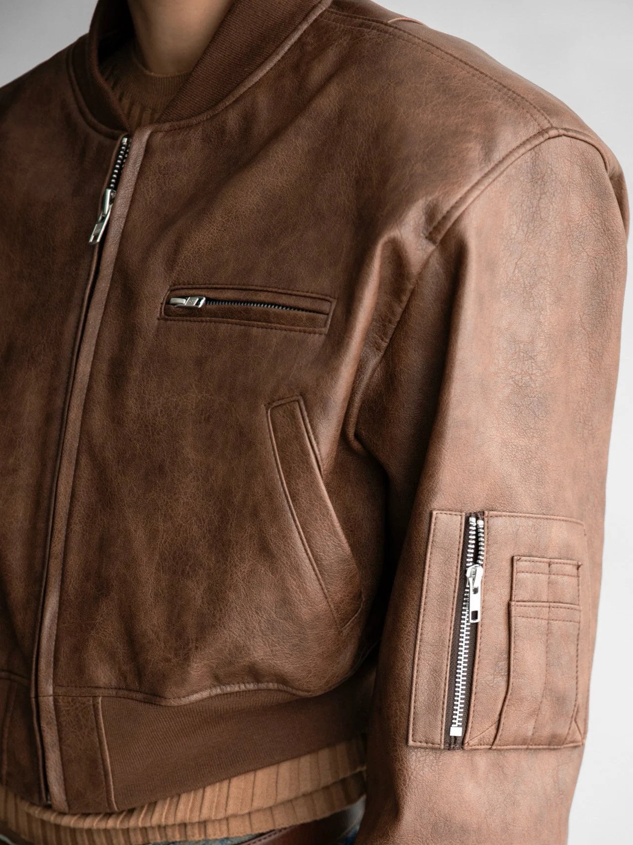 Vegan Cropped Bomber Jacket
