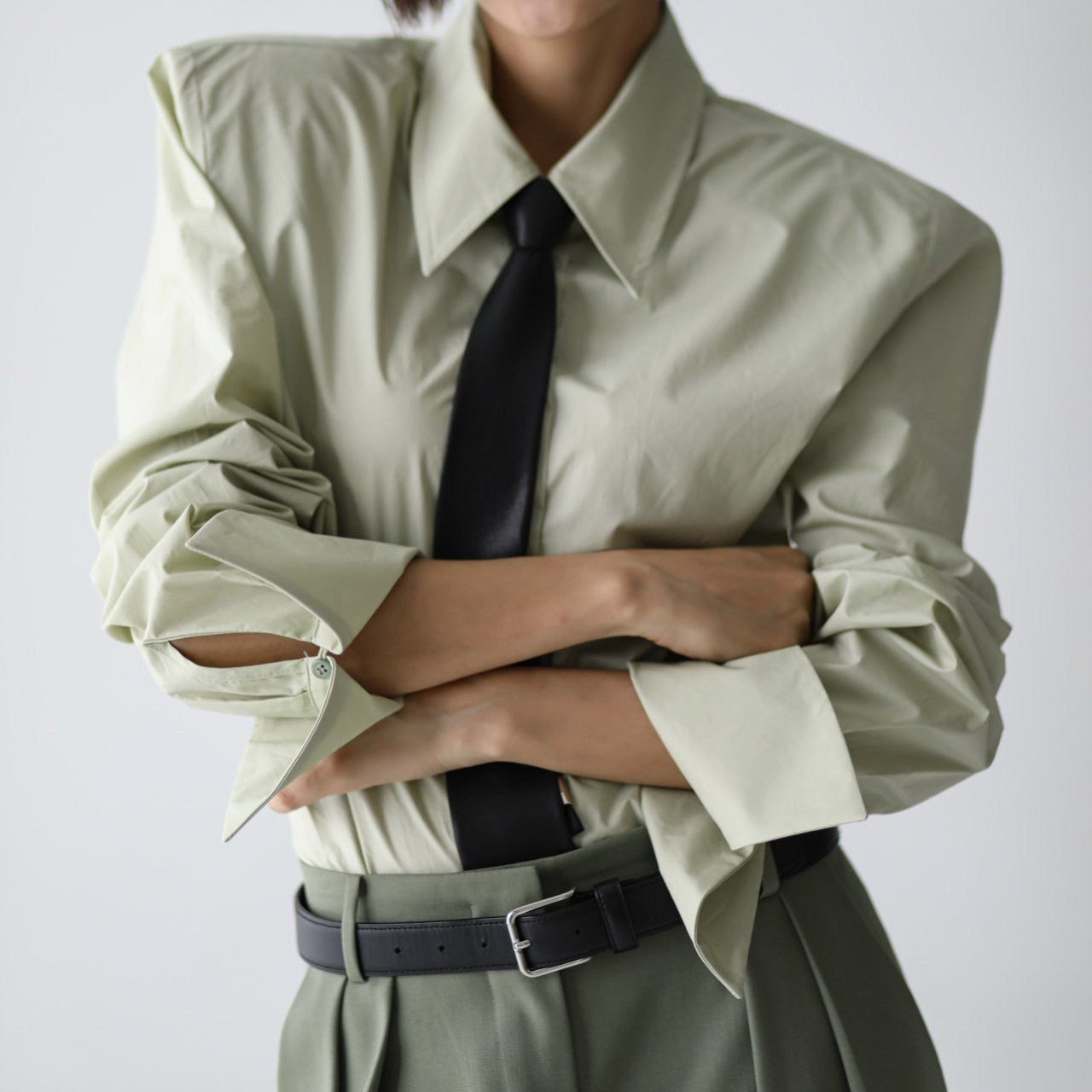 Wing Cuffed Button Down Shirt Mint