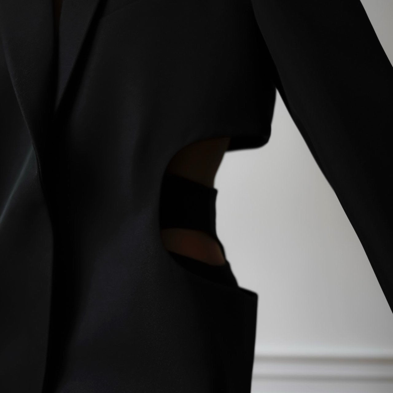 Squared Shoulder Cut Out Waist Blazer