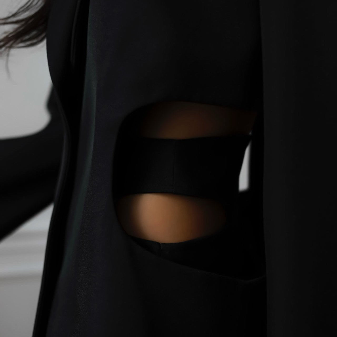 Squared Shoulder Cut Out Waist Blazer