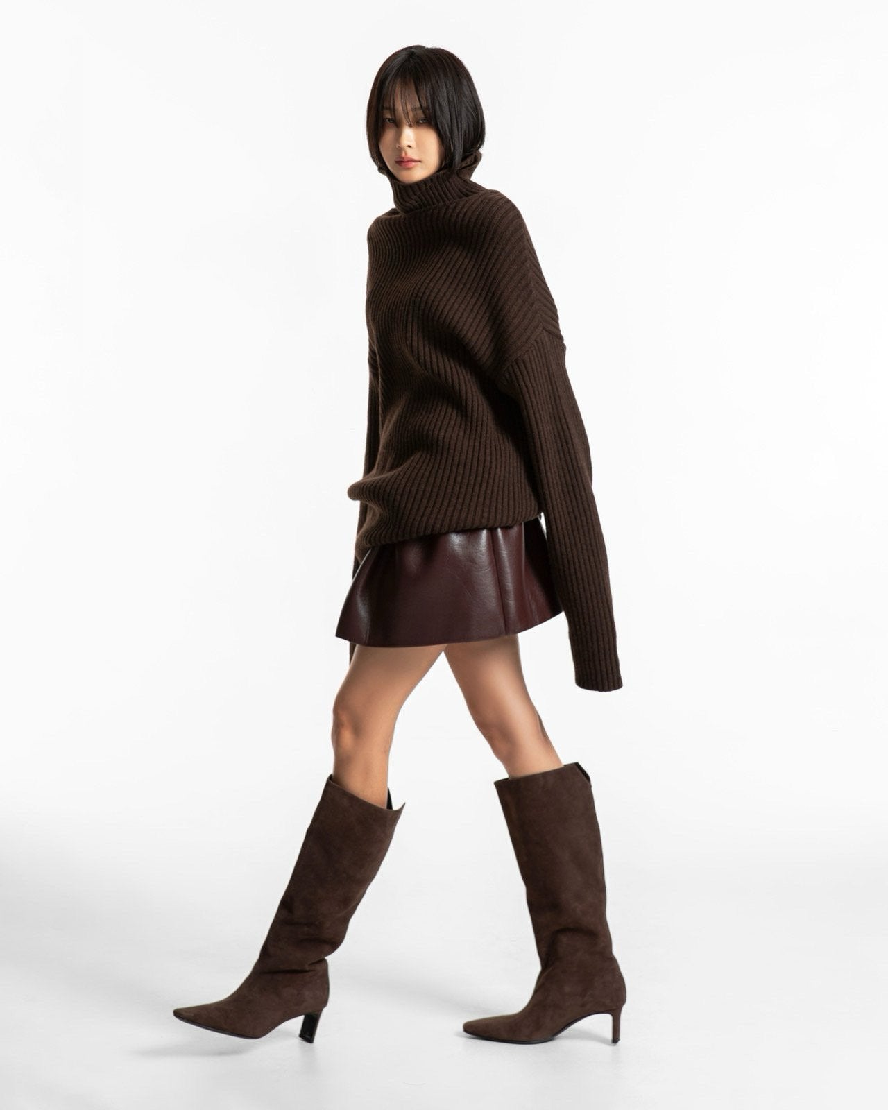 Cushioned vegan Leather Balloon Skirt