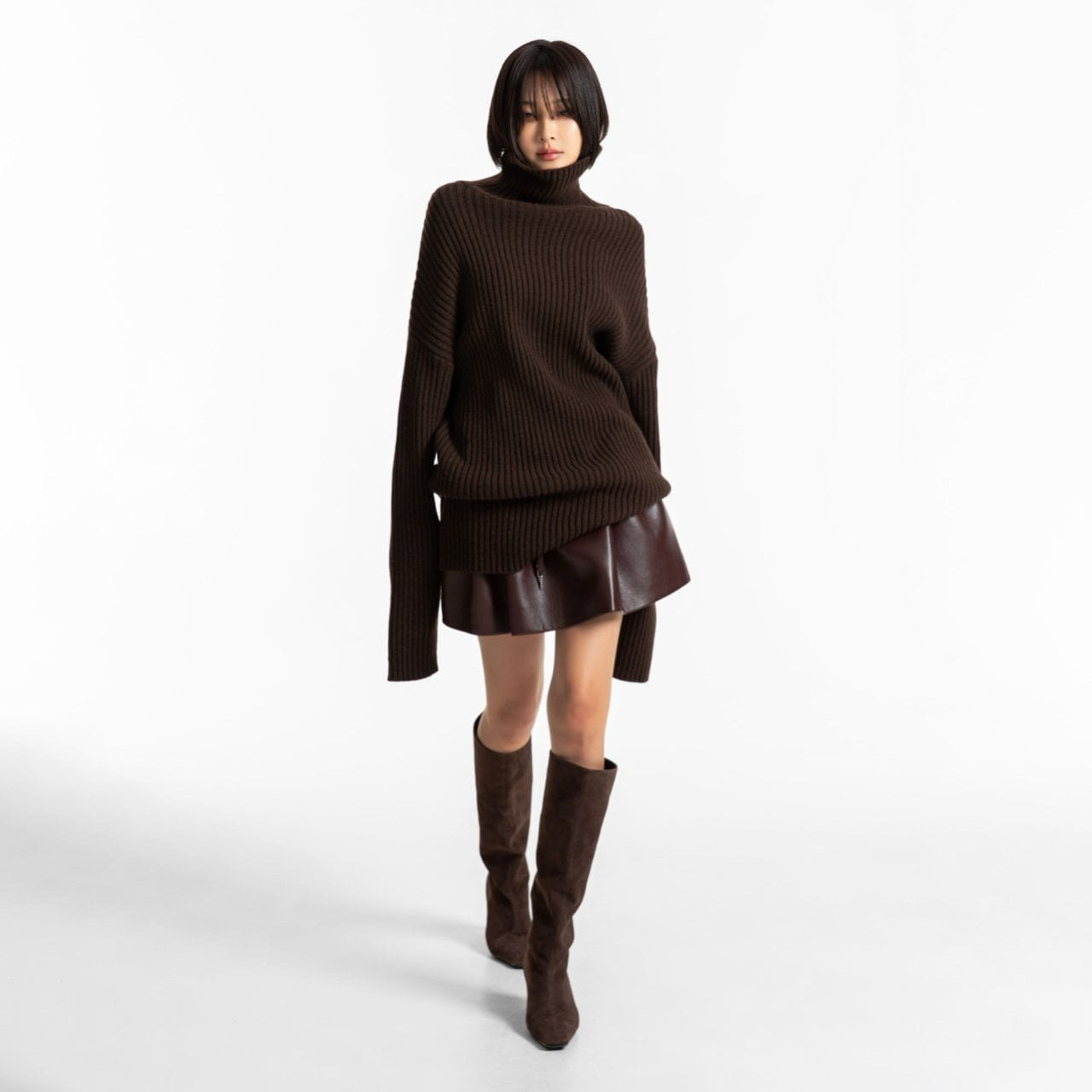 Cushioned vegan Leather Balloon Skirt