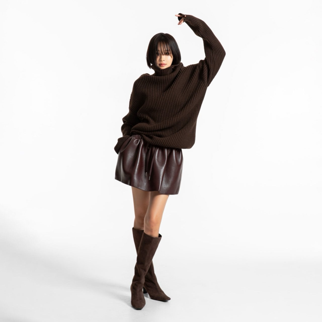 Cushioned vegan Leather Balloon Skirt