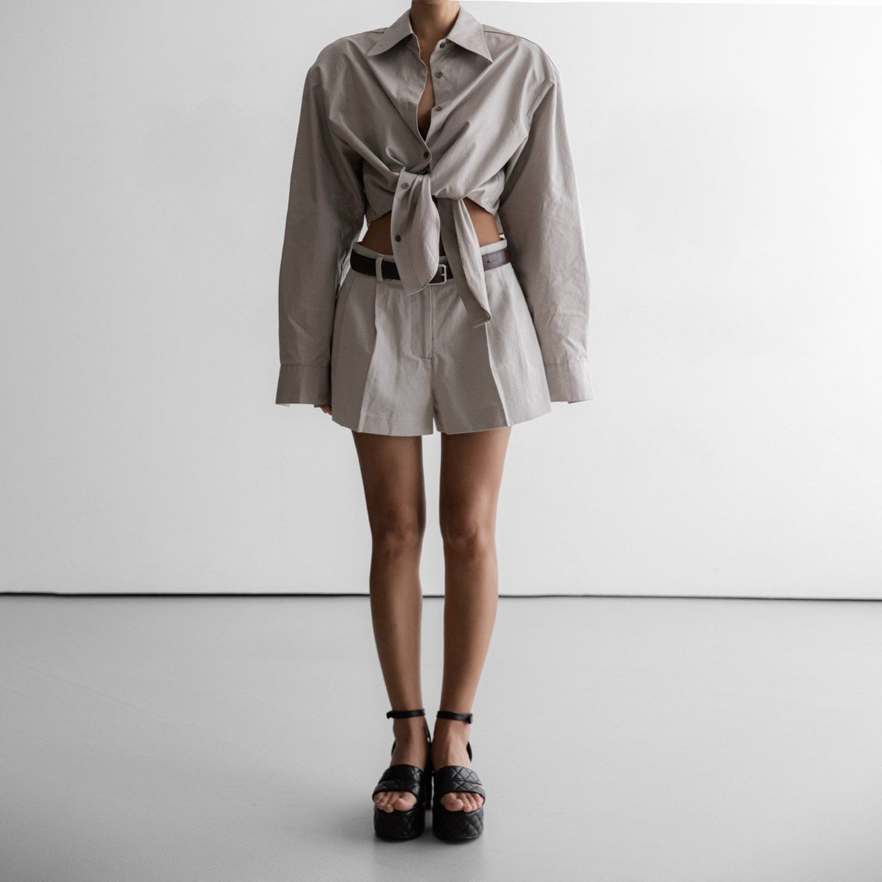 Padded Round Cut Hem Shirt
