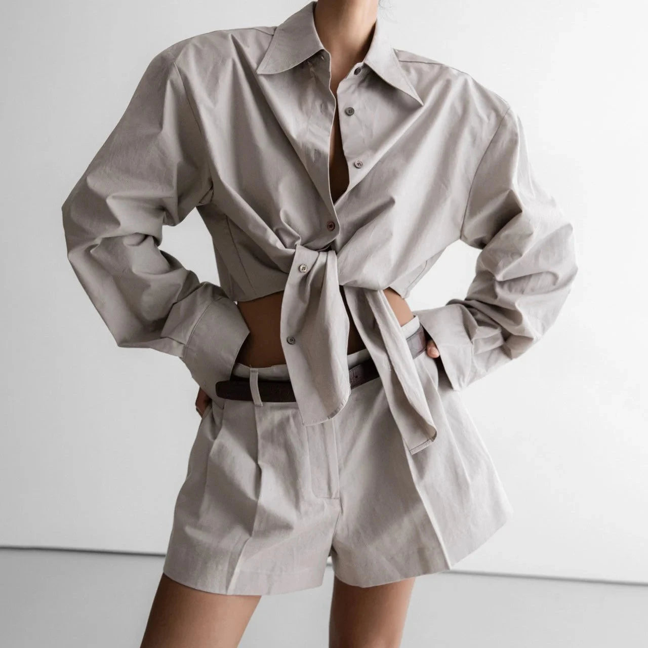 Padded Round Cut Hem Shirt