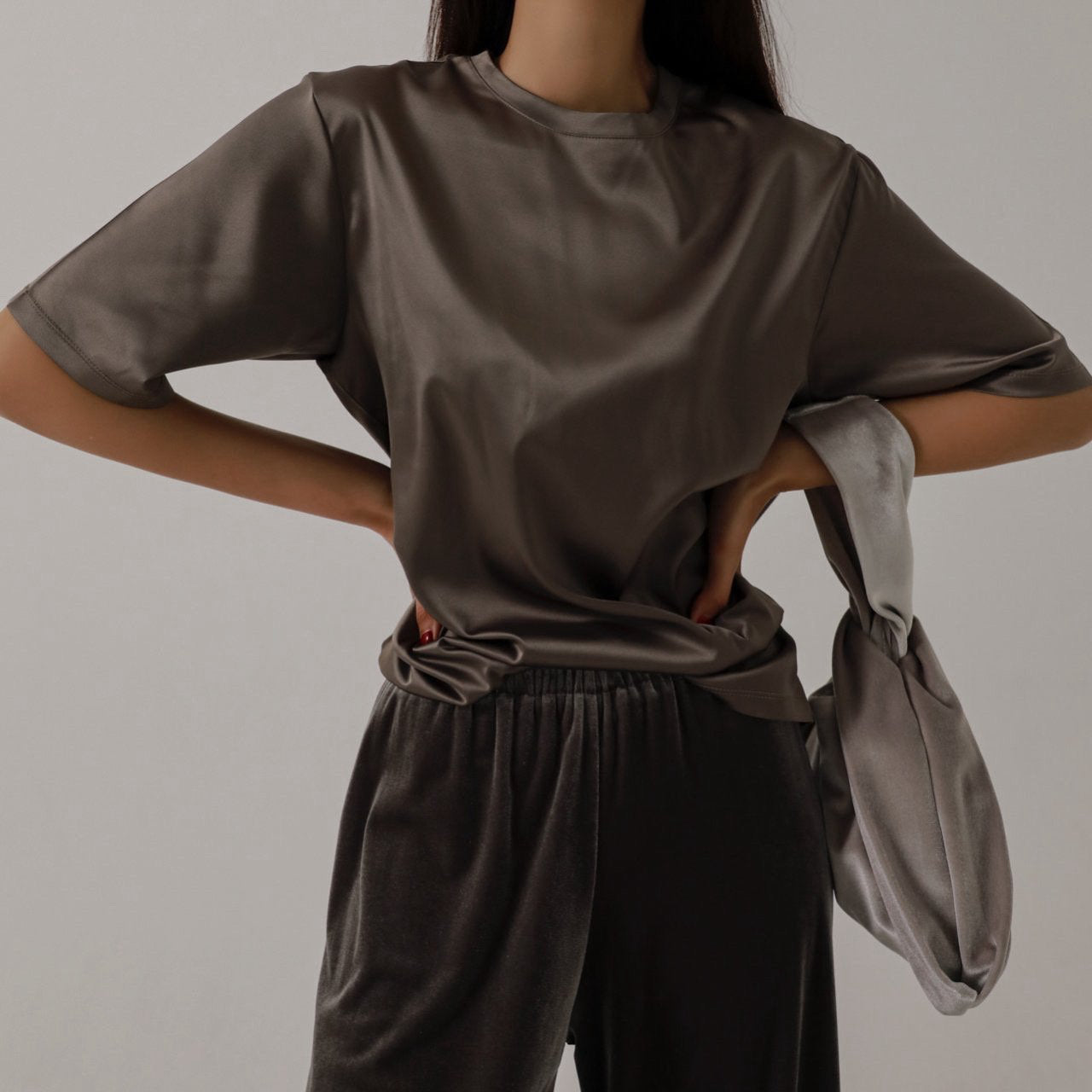 Silky Satin Short Sleeve T-Shirt
