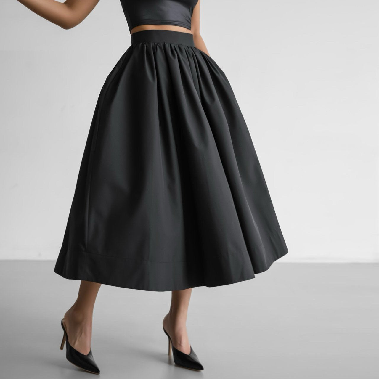 Romantic Pleated Flared Skirt