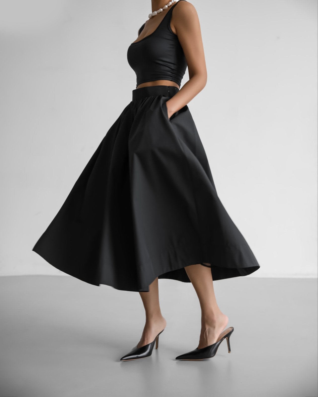 Romantic Pleated Flared Skirt