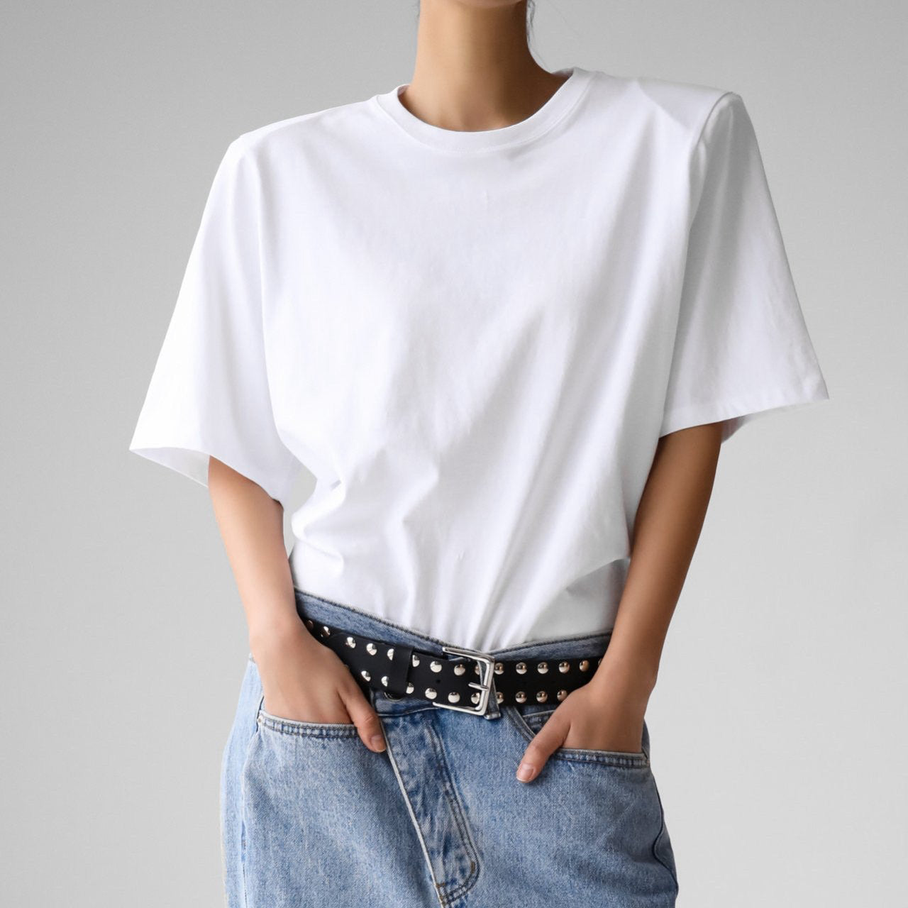 Half Sleeved Padded Shoulder Bodysuit