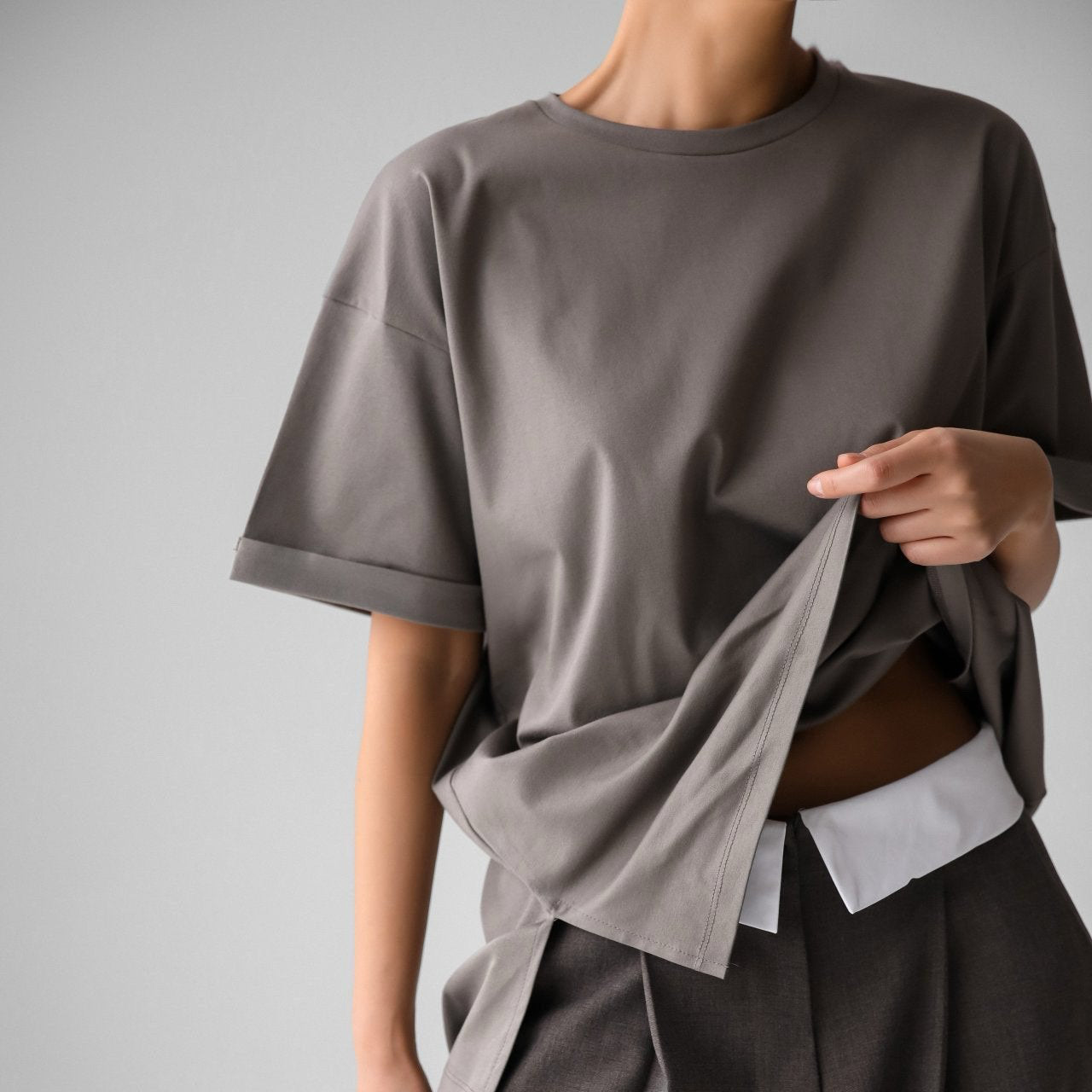 Premium Oversized Cotton Rolled Up T – Shirt