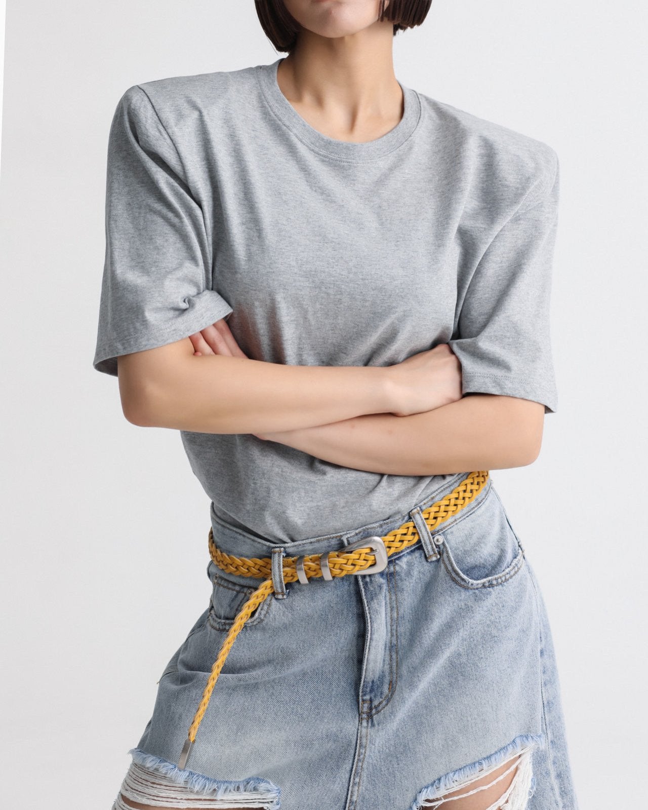 Half Sleeved Padded Shoulder Bodysuit