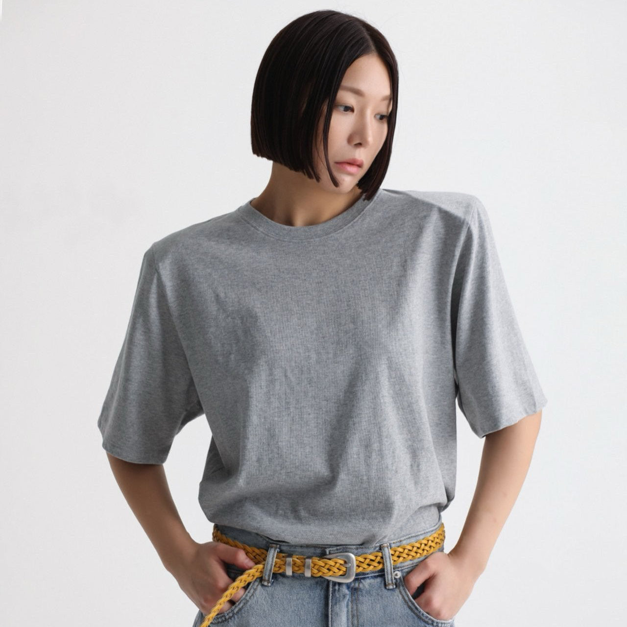 Half Sleeved Padded Shoulder Bodysuit