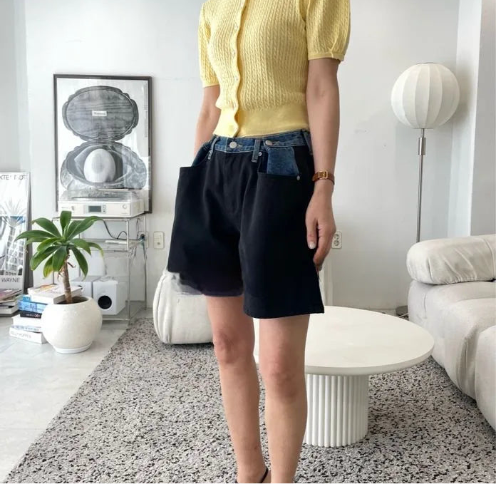 The Double Button Denim Shorts