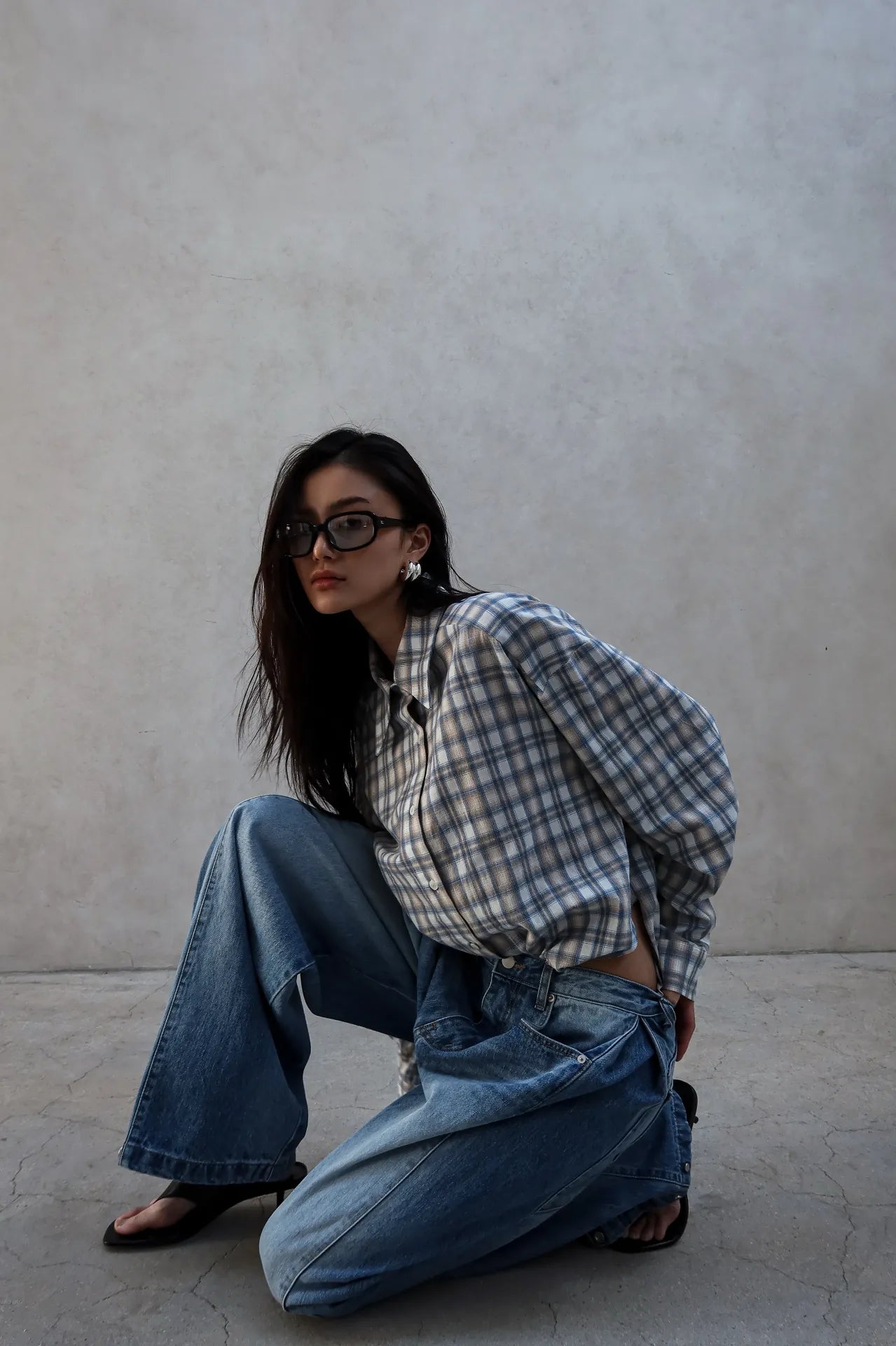 Buttoned Hem Jeans