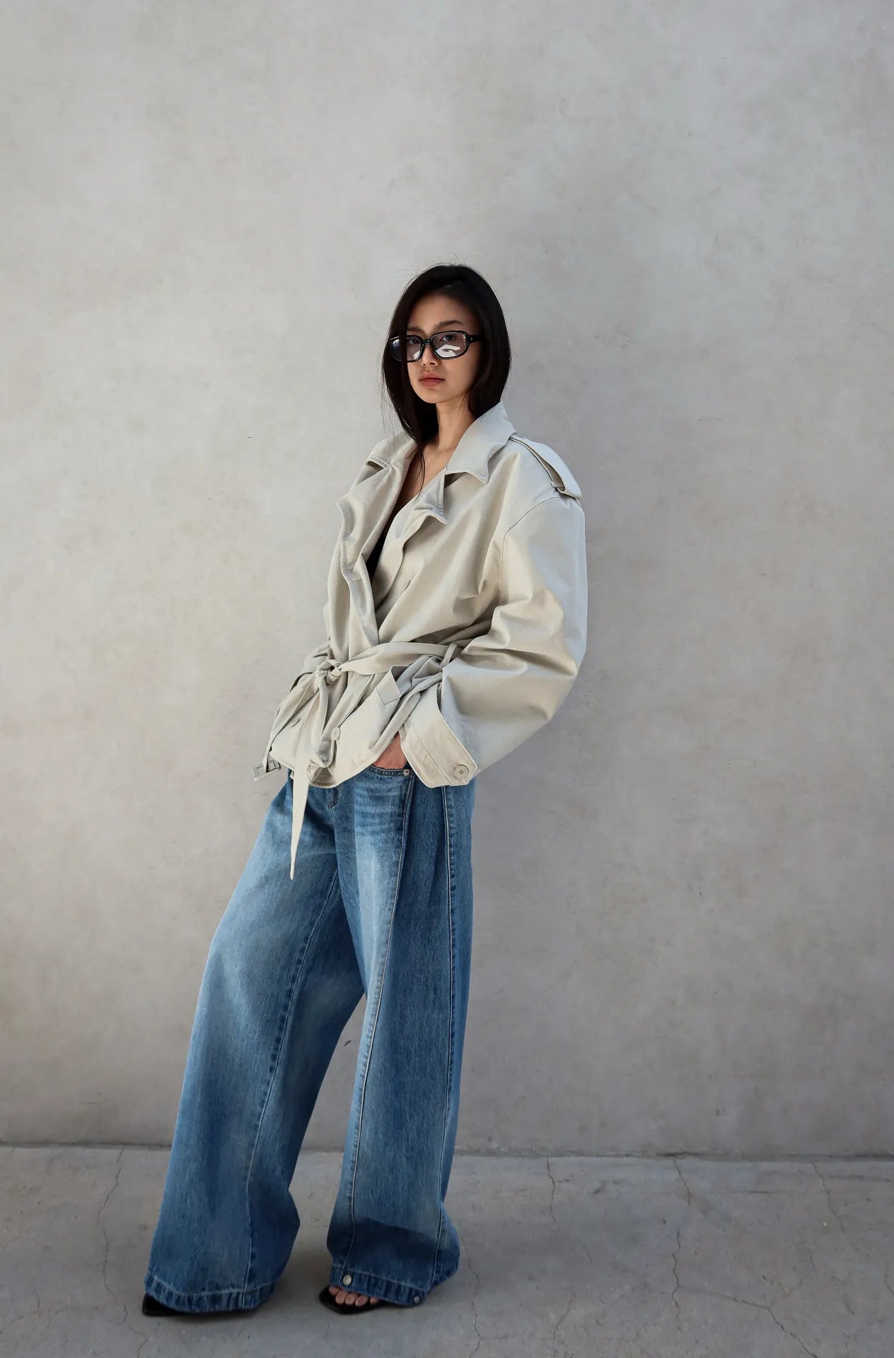 Buttoned Hem Jeans