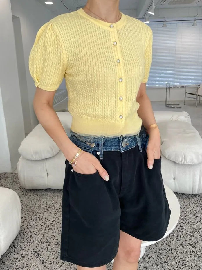 The Double Button Denim Shorts