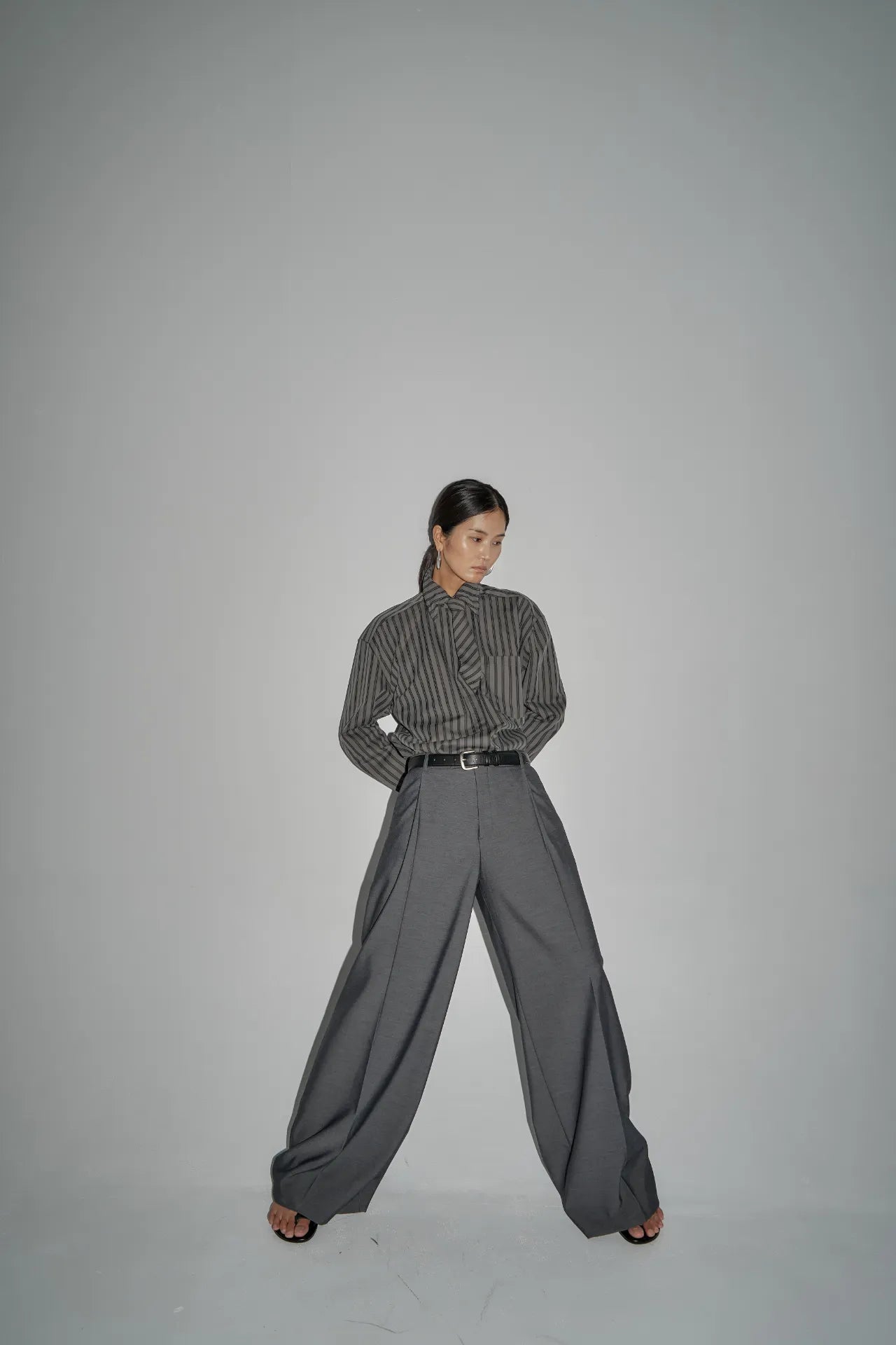 The Striped Shirt Dress in Grey