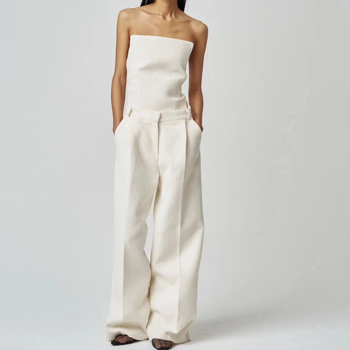 Ivory Tweed Pants