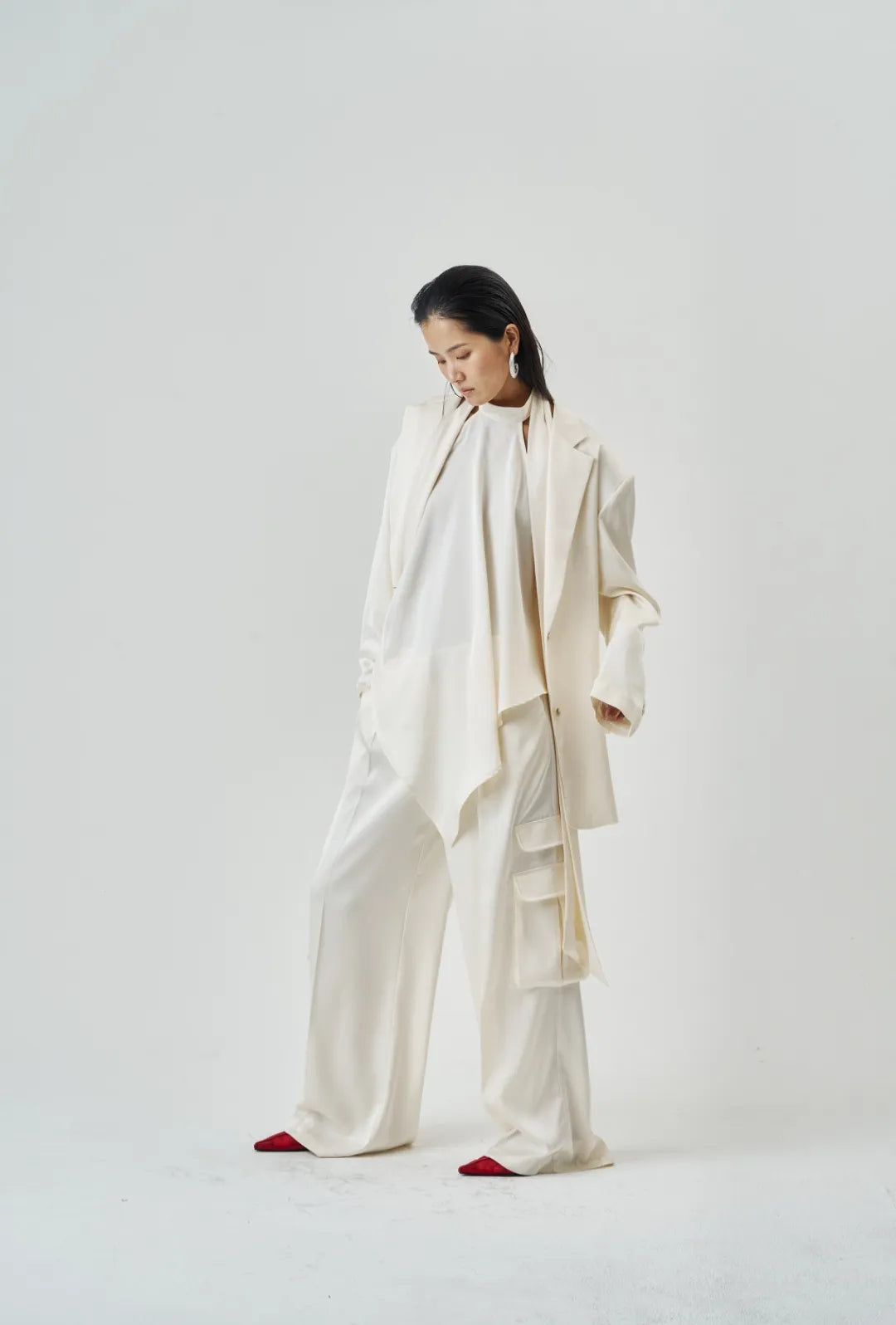The Ivory Satin Blazer