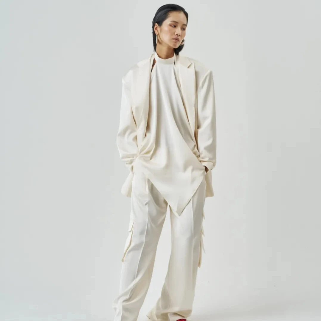 The Ivory Satin Blazer