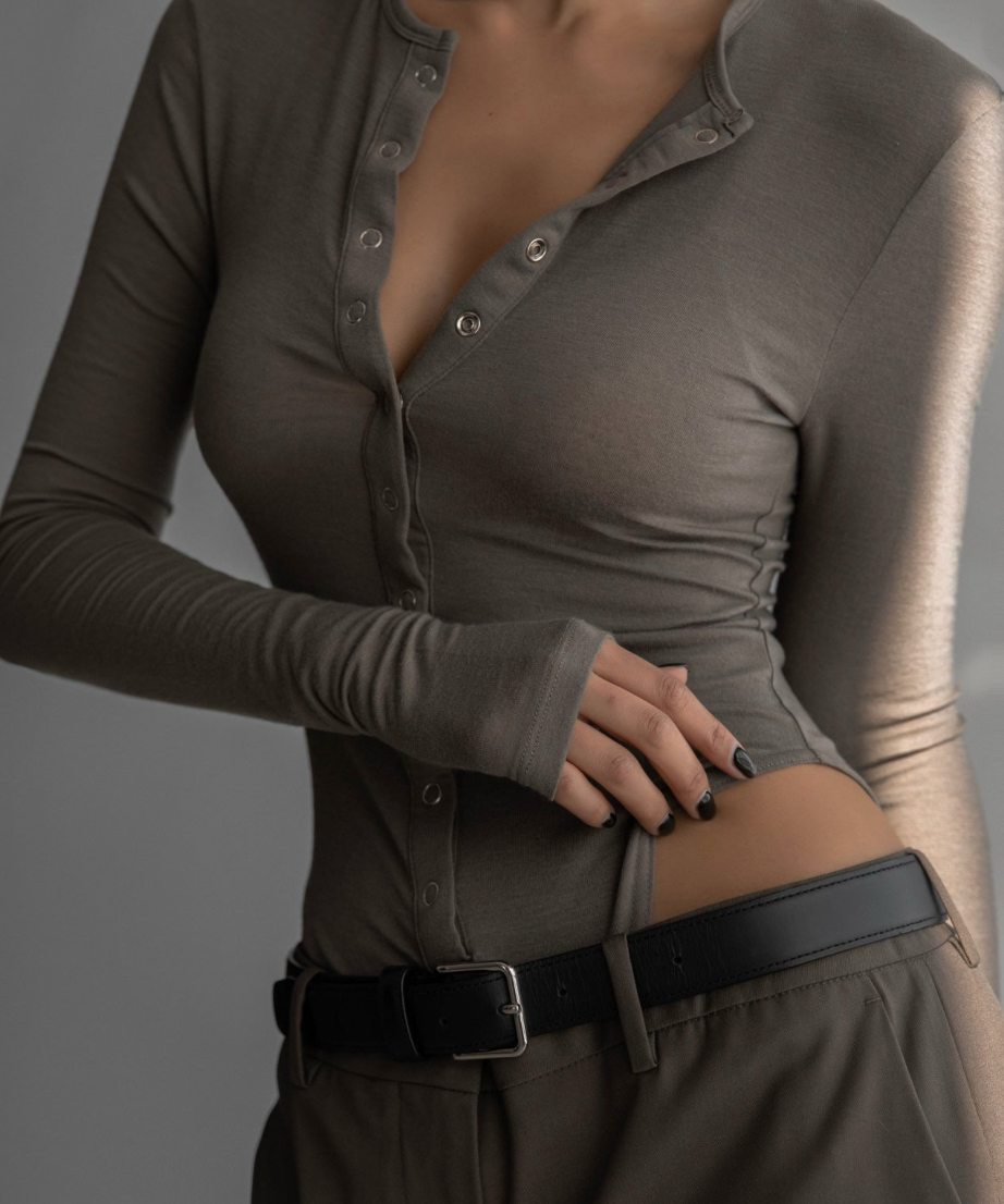 Snap Button Detail Bodysuit