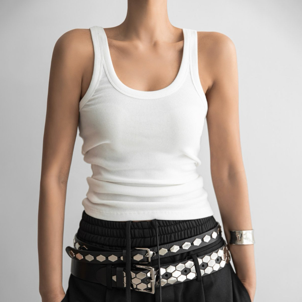 Sleeveless Rib Jersey Tank Top