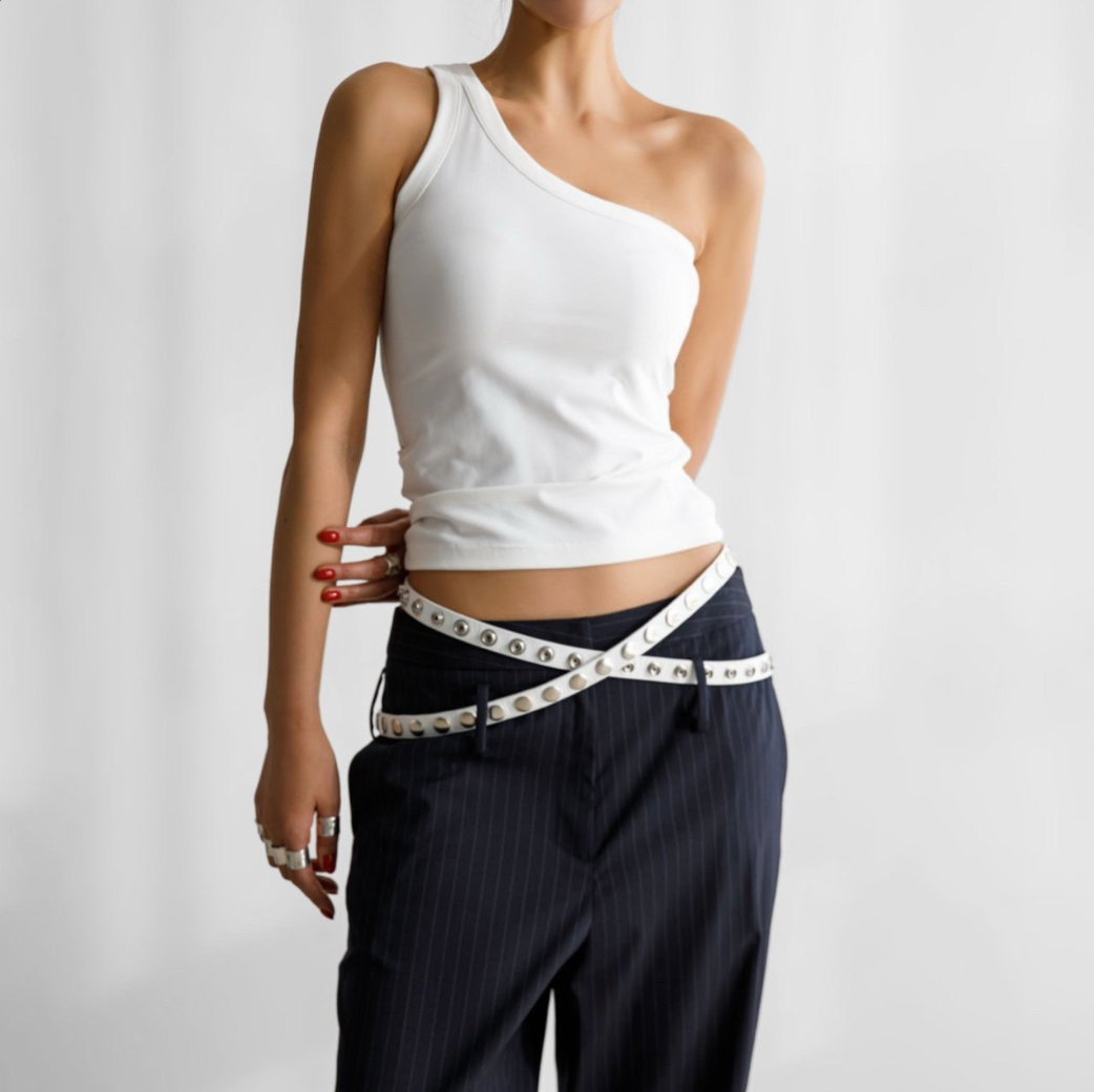 One Diagonal Line Shoulder Tank