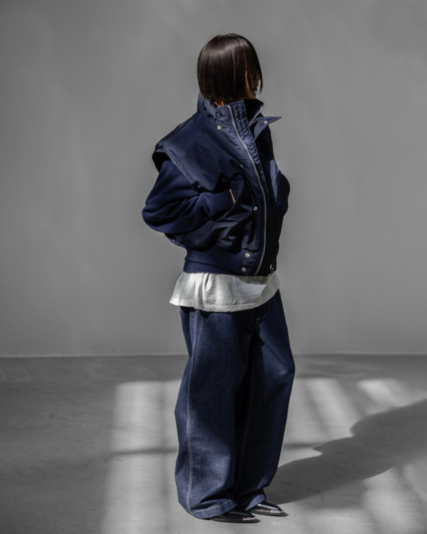 Oversized Padded Shoulder Bomber Vest