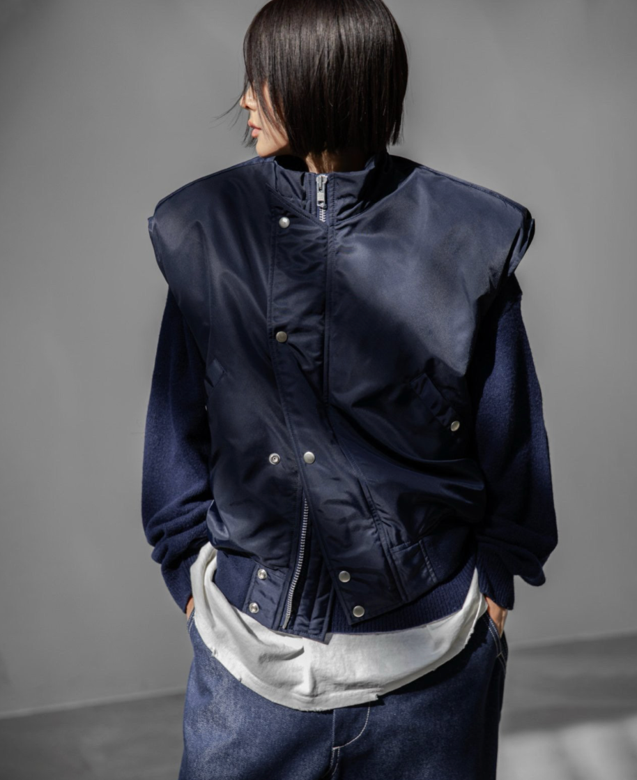 Oversized Padded Shoulder Bomber Vest